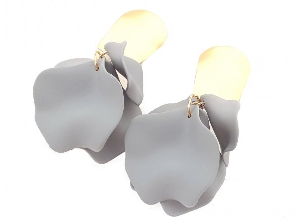 Golden earrings silk flowers