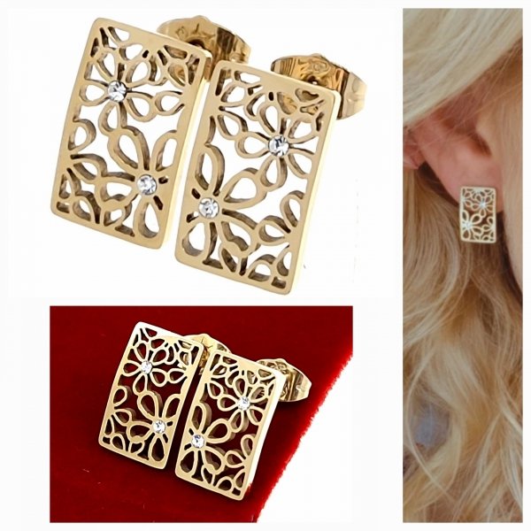 gold earrings made of stainless steel