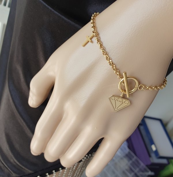 BRACELET GOLD CELEBRITY STAINLESS STEEL