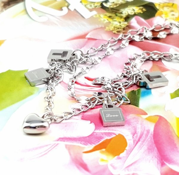 BRACELET, SILVER CELEBRITY STAINLESS STEEL