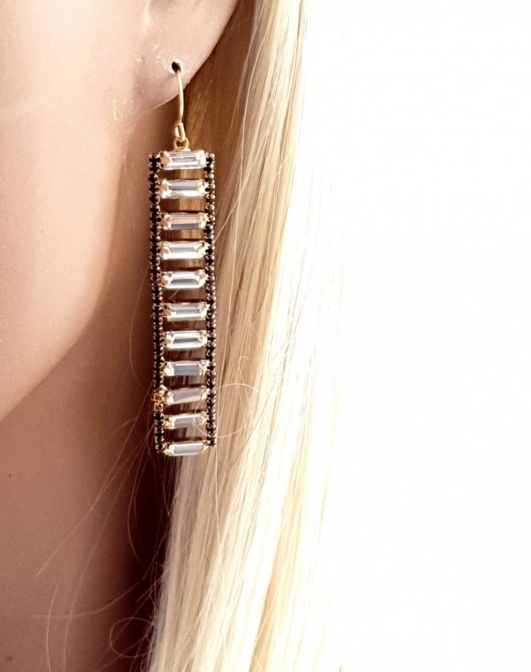 EARRINGS GOLD LONG ZIRCONIA WEDDING WEDDING