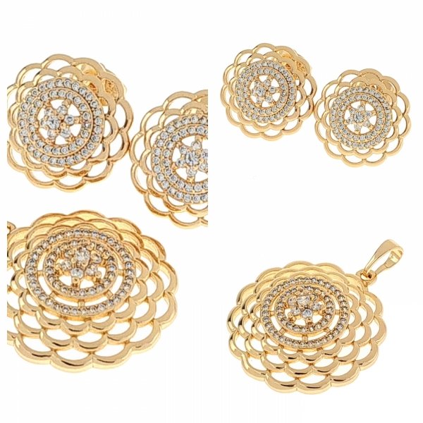18k gold plated set pendant earrings xuping