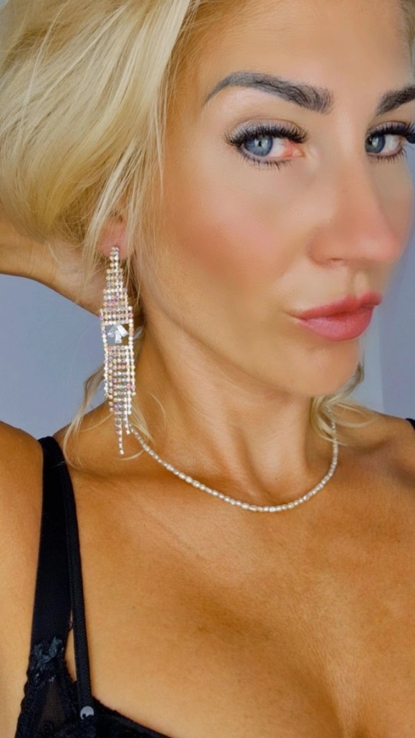 EARRINGS GOLD LONG ZIRCONIA WEDDING WEDDING