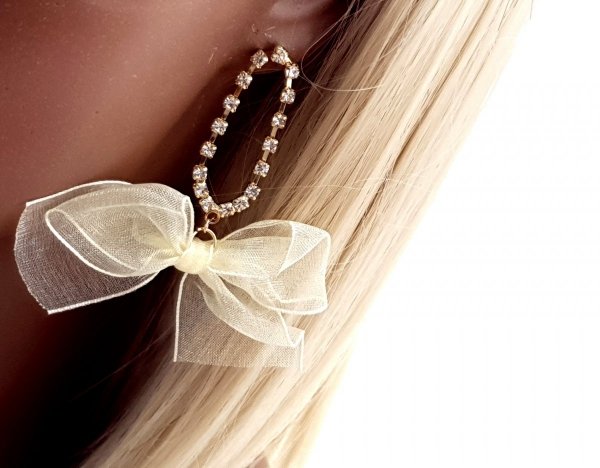 Golden earrings silk flowers