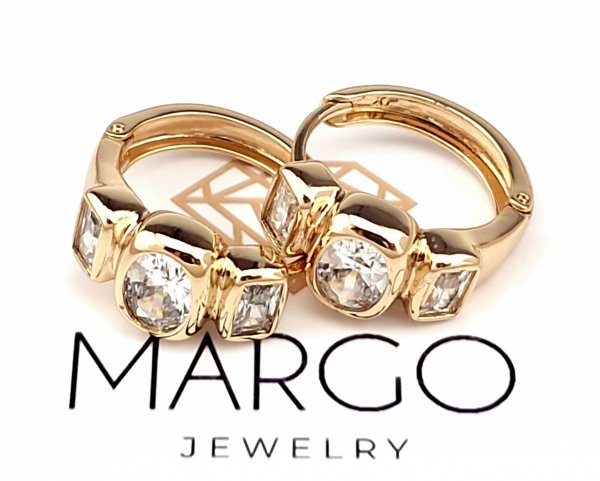 gold plated earrings with exclusive cubic zirconia