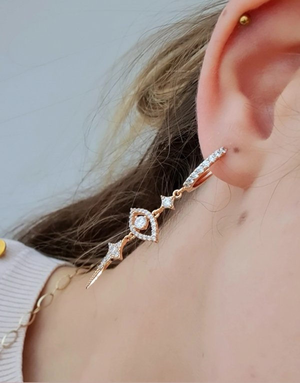 gold plated earrings with exclusive cubic zirconia