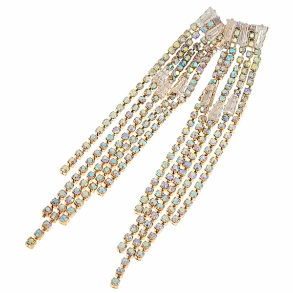 EARRINGS GOLD LONG ZIRCONIA WEDDING WEDDING