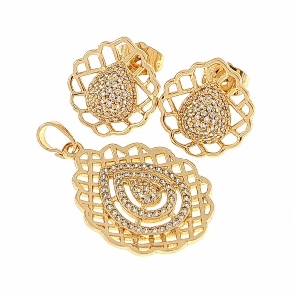 18k gold plated set pendant earrings xuping