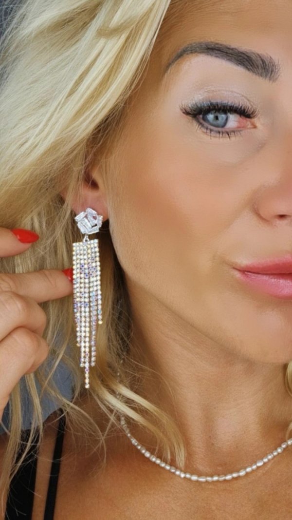 EARRINGS GOLD LONG ZIRCONIA WEDDING WEDDING