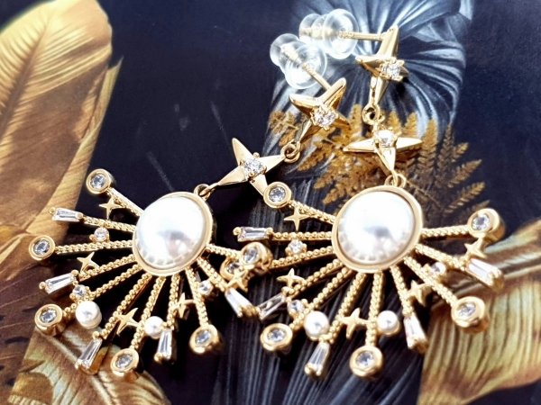 gold plated earrings with exclusive cubic zirconia