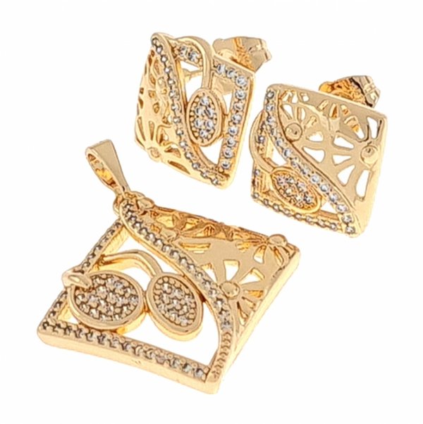 18k gold plated set pendant earrings xuping