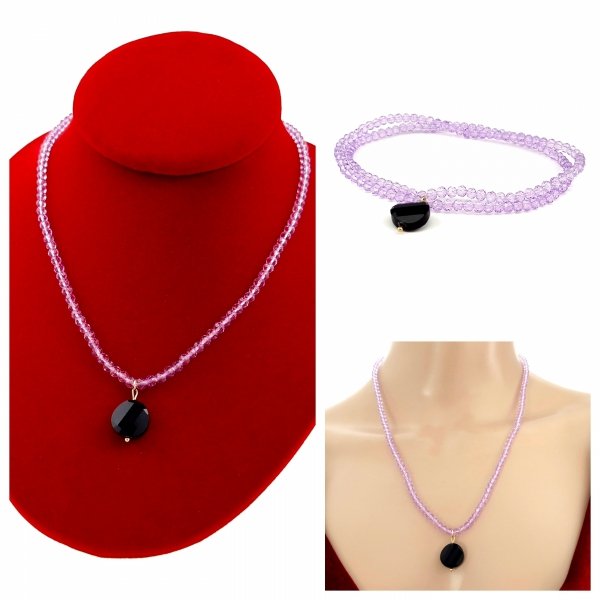 Necklace with sparkling glass crystals on a jewelry elastic chain