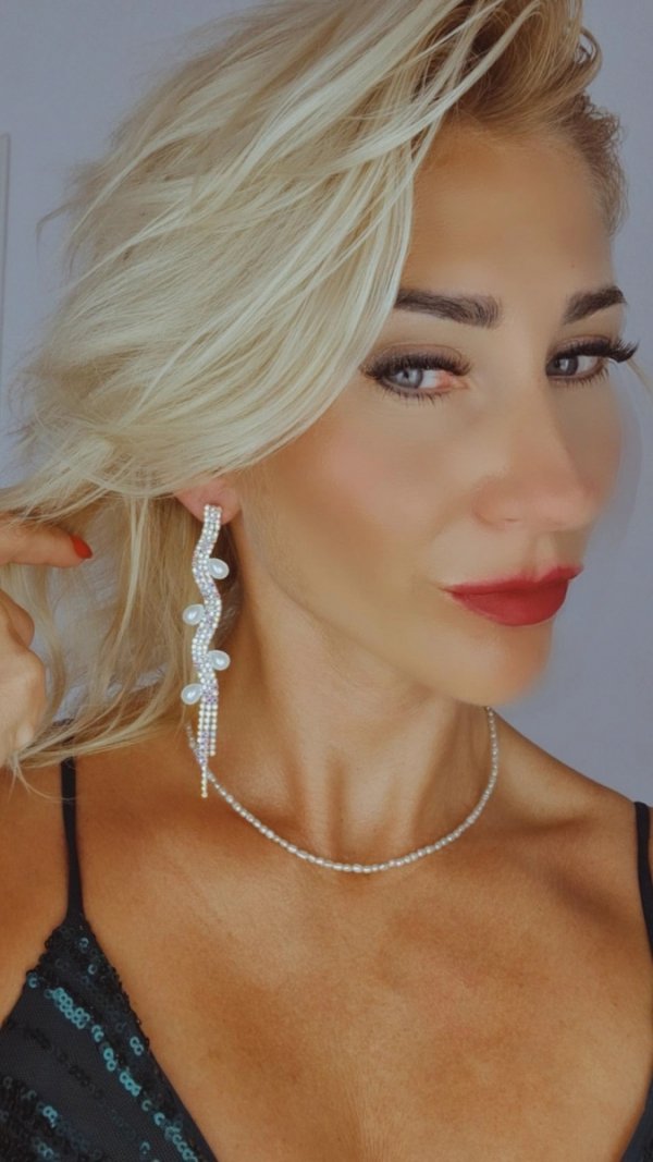 EARRINGS GOLD LONG ZIRCONIA WEDDING WEDDING
