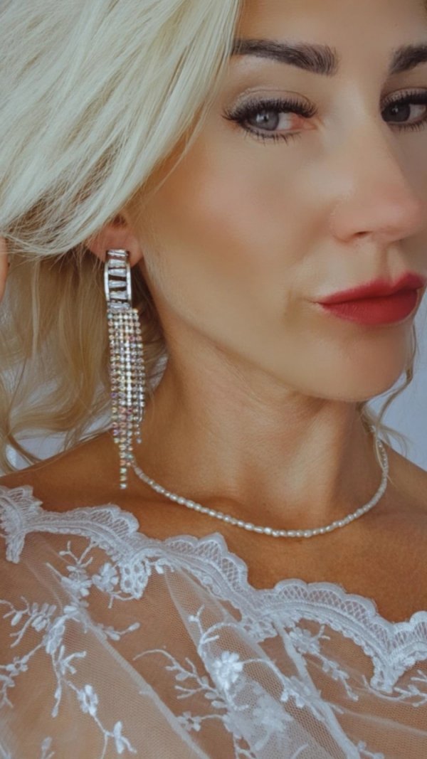 EARRINGS GOLD LONG ZIRCONIA WEDDING WEDDING