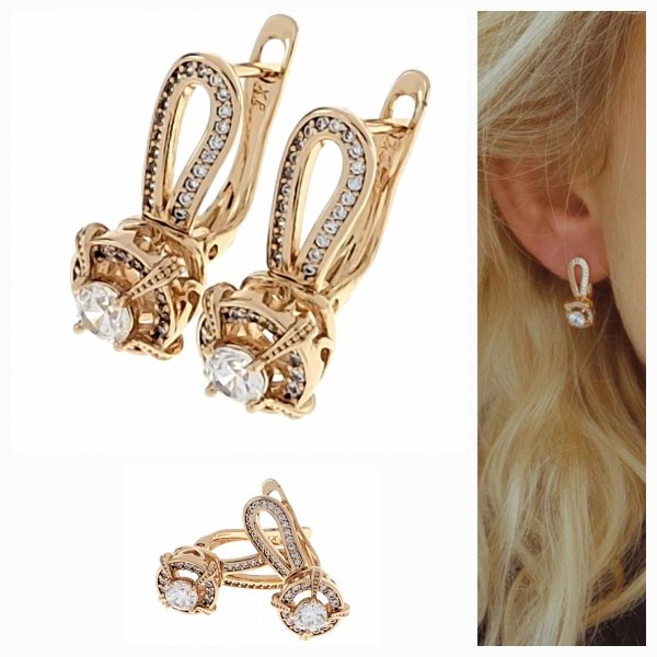 gold plated earrings with exclusive cubic zirconia