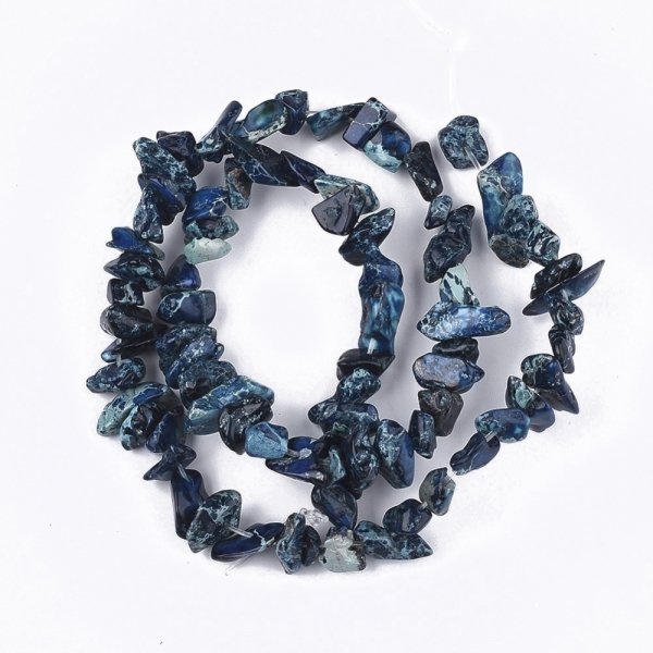 sz86 Jaspis cesarski kamień naturalny, niebieski, 4~18x4~15x1~10 mm sznur 39cm