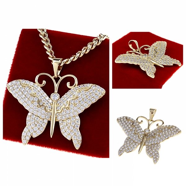 1293 Złota zawieszka cyrkonie błyszcząca pozłacana 14k Xuping motyl