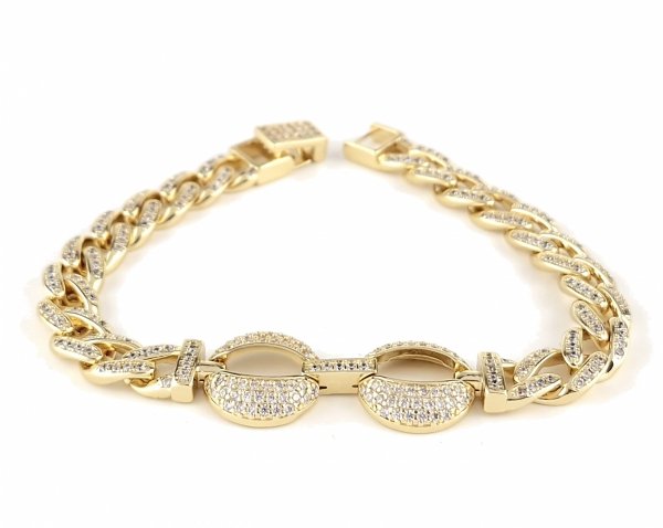 3796 Bransoletka złota elegancka 19cm cyrkonie pozłacana 14k Viki Lady