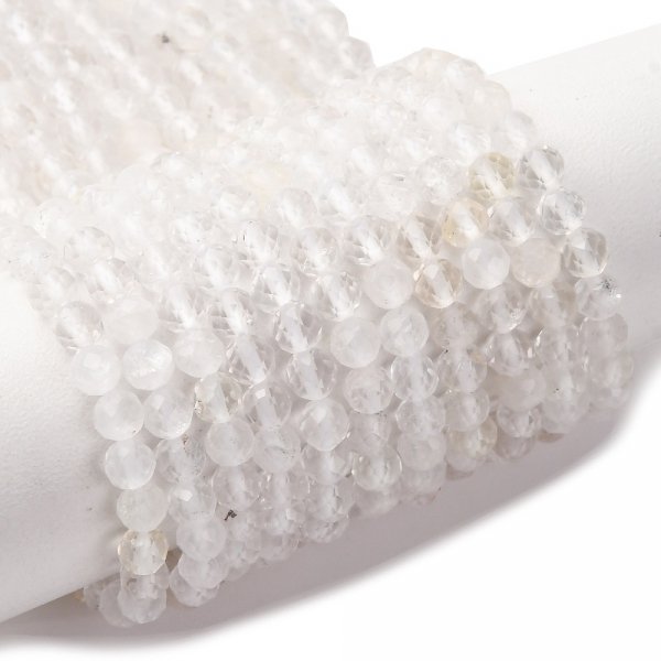 2501 Naturalne koraliki kwarc kryształowy, okrągłe, fasetowane 4mm 39cm