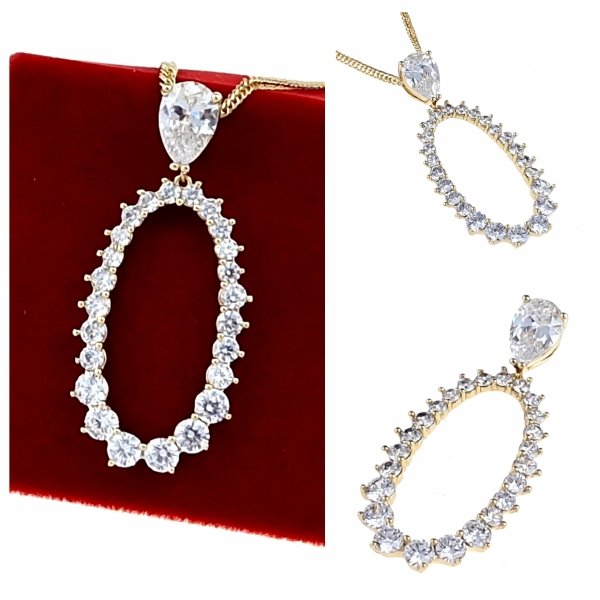 1350 Złota zawieszka cyrkonie błyszcząca pozłacana 14k Xuping 