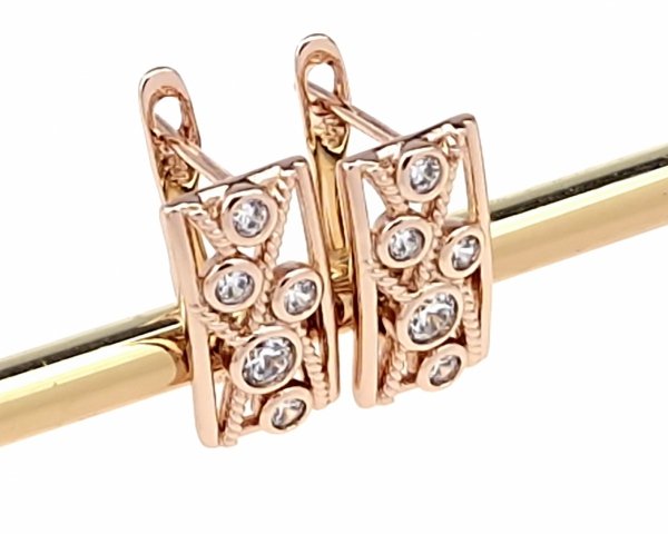 3093 Złote kolczyki cyrkonie pozłacane rose gold Xuping wiszące 