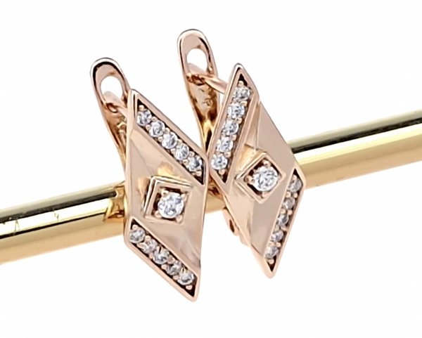 2542 Złote kolczyki cyrkonie pozłacane rose gold Xuping wiszące 