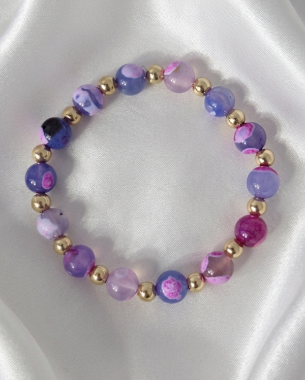 1746d Bransoletka kamień naturalny agat na gumce jubilerskiej