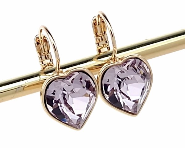 1572 Kolczyki złote Austrian Crystal cyrkonia pozłacane 18k Xuping wiszące serce