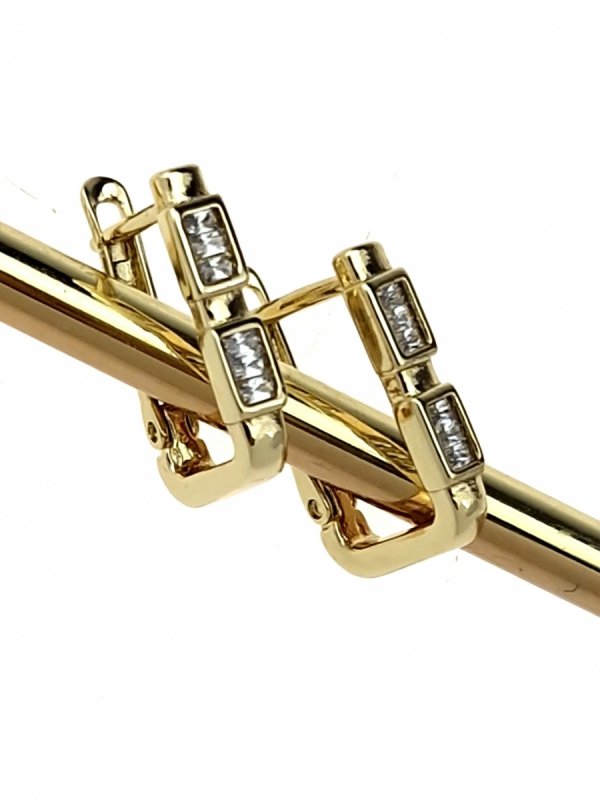 2130 Kolczyki złote pozłacane cyrkonie wiszące 14K Xuping 