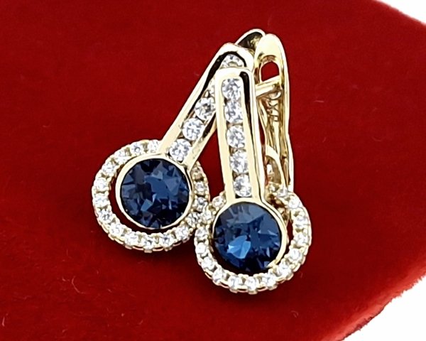 2341 Kolczyki złote pozłacane cyrkonie wiszące 14K Xuping Austrian Crystal