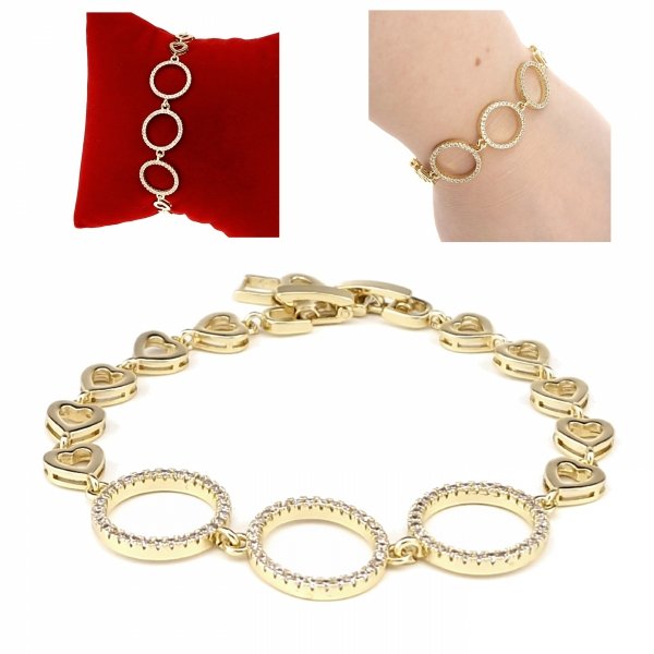 2592 Bransoletka złota elegancka 19cm cyrkonie pozłacana 14k Viki Lady