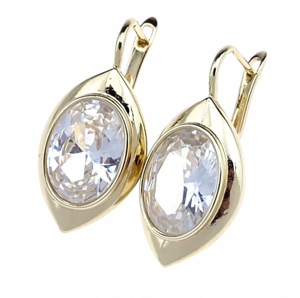 4351 Kolczyki złote pozłacane wiszące 14K cyrkonie 