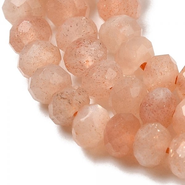 4401j Kamień słoneczny fasetowany kamień naturalny kula 3mm pasmo 38cm