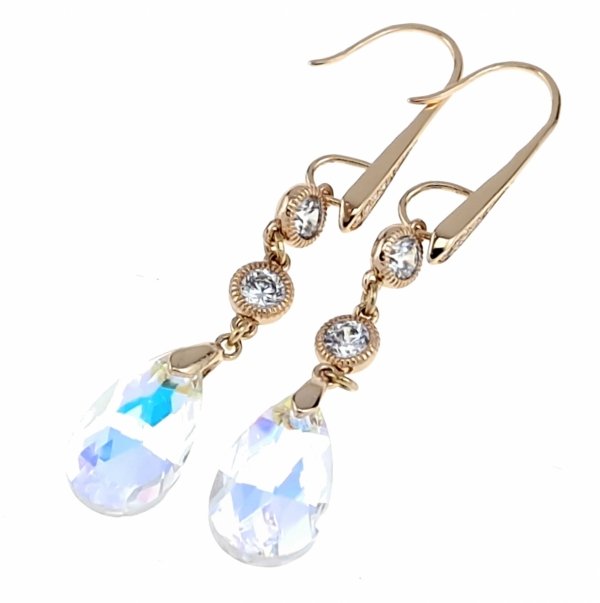2325L Kolczyki złote Austrian Crystal cyrkonia pozłacane 18k Xuping wiszące