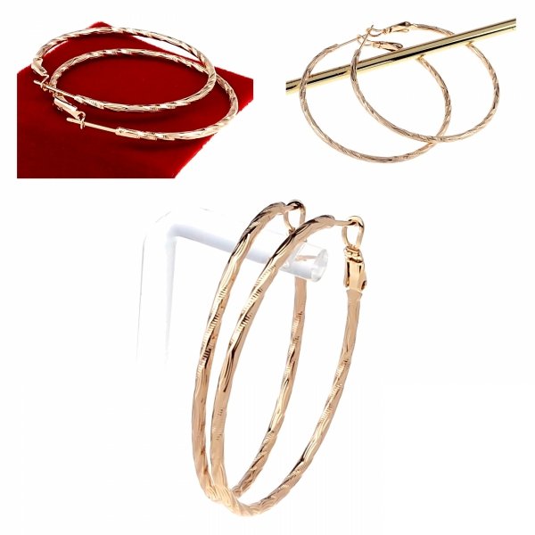 1441 Kolczyki złote pozłacane 18k Xuping wiszące koła 4,5cm