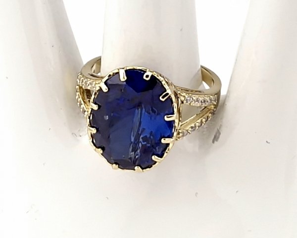 325b Pierścionek złoty zaręczynowy błyszczący cyrkonie pozłacany 14k