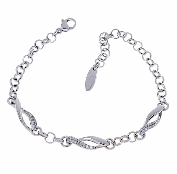 2686 Bransoletka srebrna pozłacana białym złotem 19cm Xuping 