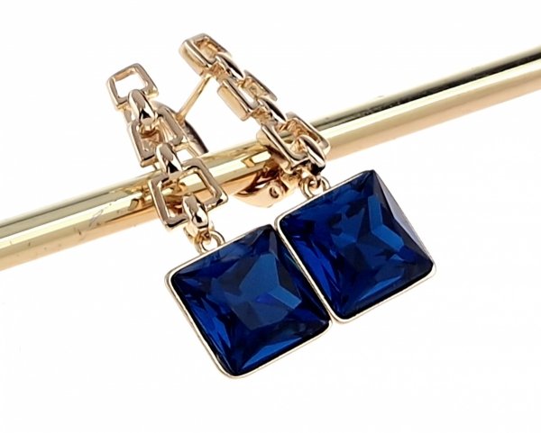 59I Kolczyki złote Austrian Crystal cyrkonia pozłacane 18k Xuping wiszące