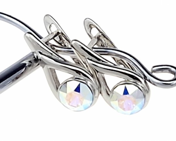 450b Srebrne kolczyki Austrian Crystal pozłacane białym złotem wiszące