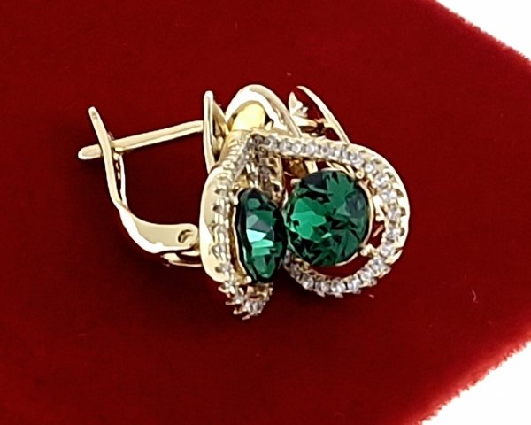 2848 Kolczyki złote Austrian Crystal pozłacane wiszące 14K cyrkonie 