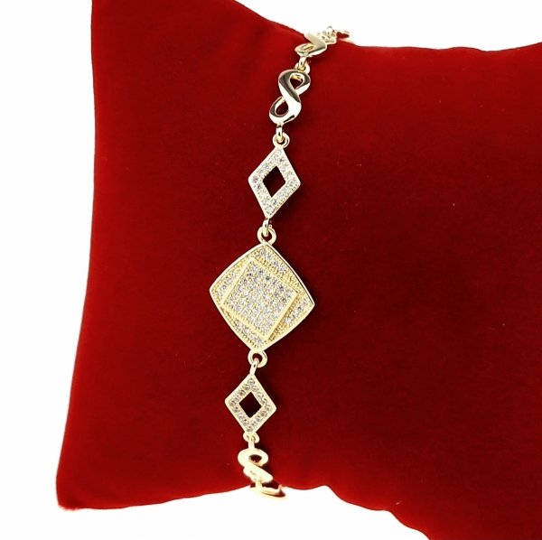 2111 Bransoletka złota elegancka cyrkonie 19cm pozłacana 14k Aisadi