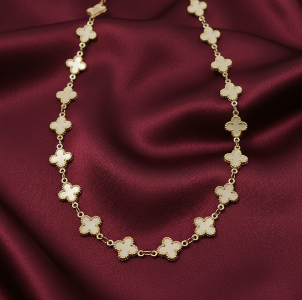 1167 Złoty łańcuszek naszyjnik 45+5cm pozłacany 14k koniczyna marokańska