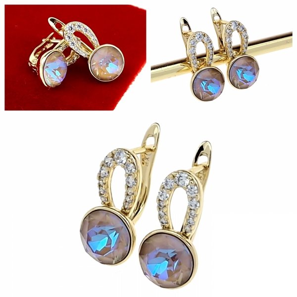 080 Kolczyki złote Austrian Crystal cyrkonia pozłacane 14k Xuping wiszące
