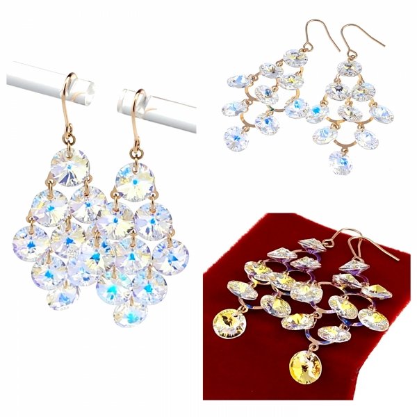 3171 Kolczyki złote Austrian Crystal cyrkonia pozłacane 18k Xuping wiszące