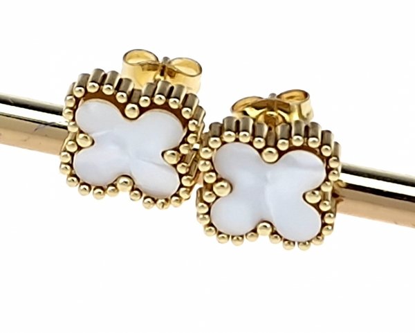 0223 Kolczyki złote stal chirurgiczna 316L celebrytki koniczyna marokańska wtyczki 