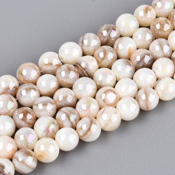 sz36 Koraliki naturalna muszla słodkowodna, kolor AB okrągłe 5mm sznur 38cm