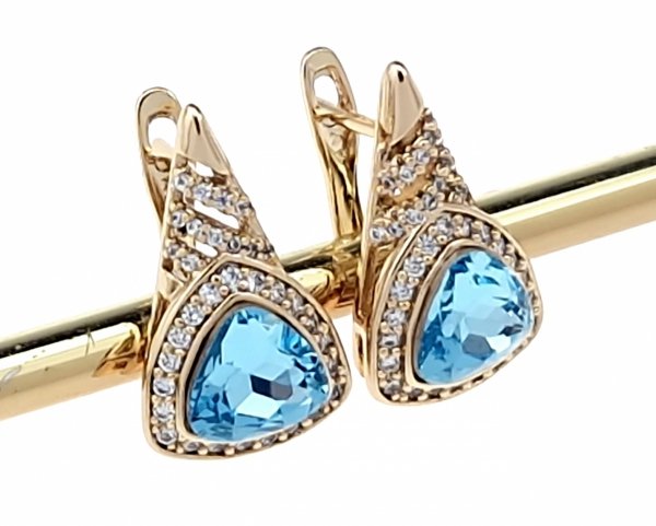 731 Kolczyki złote Austrian Crystal cyrkonia pozłacane 18k Xuping wiszące 