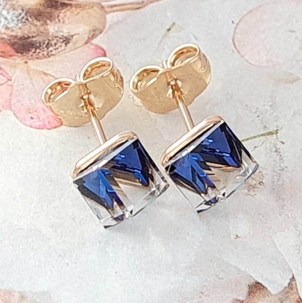 3778 Kolczyki złote Austrian Crystal cyrkonia pozłacane 18k Xuping wtyczki 