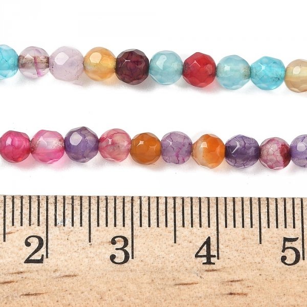 4263 Agat fasetowany okrągły kamień naturalny 4mm pasmo 38cm