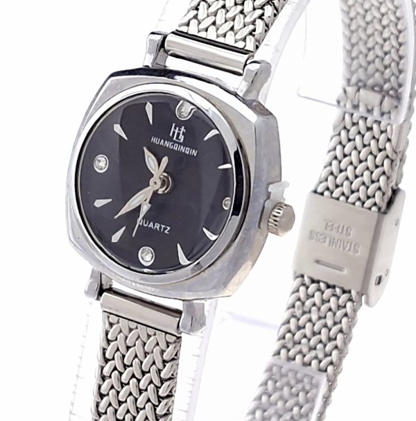 1961 Ekskluzywny damski srebrny zegarek błyszczący cyrkonie klasyk